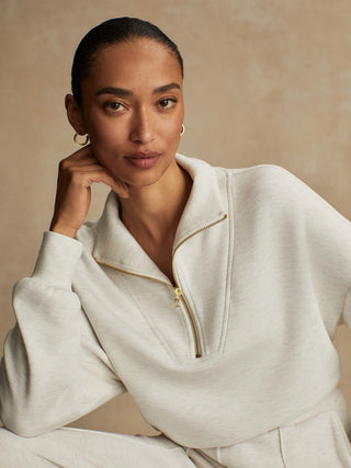 Varley Hawley Half Zip Sweat - Ivory Marl