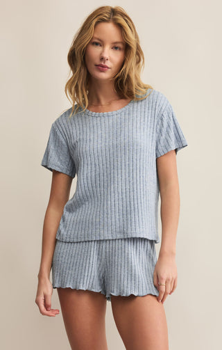 Z Supply Kara Rib Tee - Light Denim