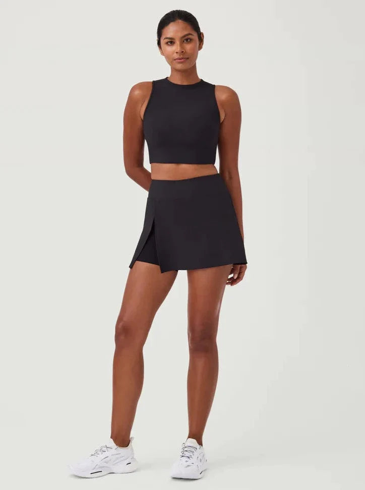 Spanx Contour Rib Mock Neck Top Black SculptHouse