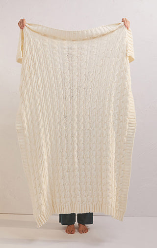 Z Supply Plush Cable Knit Blanket - Bone