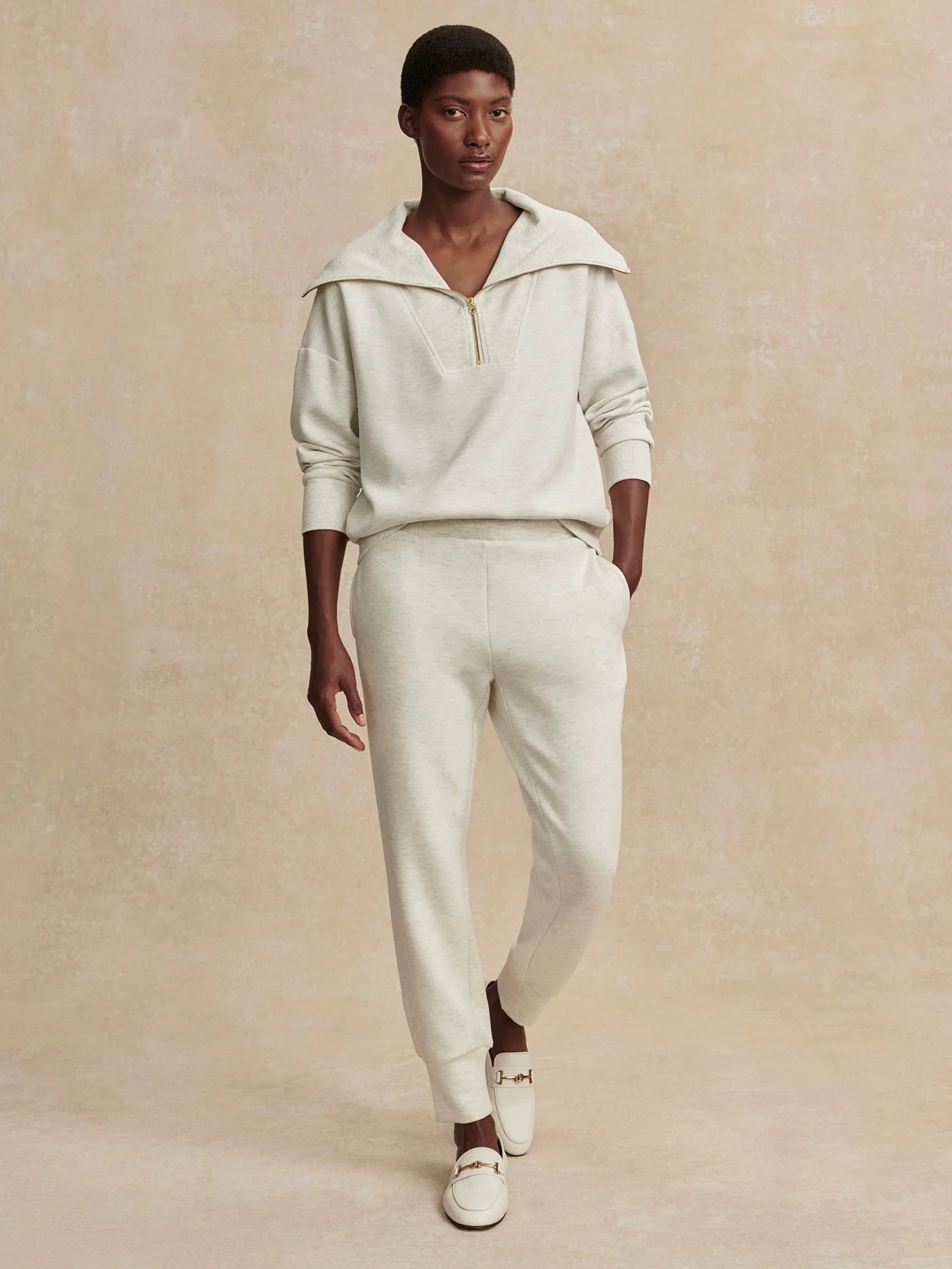 Pull manches longues avec col en V ivoire femme | Morgan