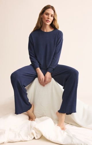 Z Supply Elfie Rib LS Top - Blue Sapphire