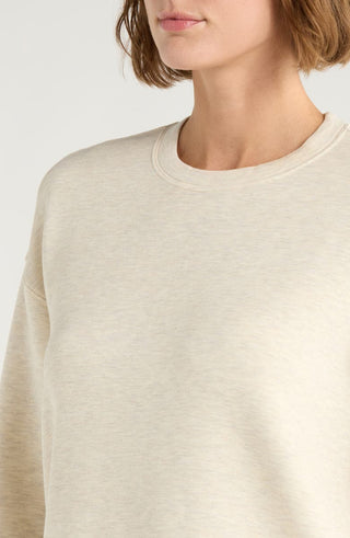 Spanx Brushed AirEssentials Crewneck Top - Heather Cream