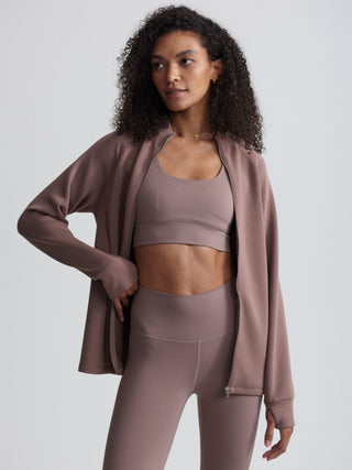 Varley Hayden Zip Through Midlayer - Deep Taupe