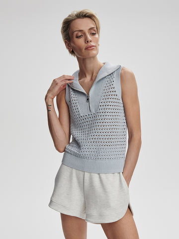 Varley Bains Half Zip Tank - Plein Blue