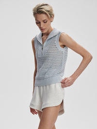 Varley Bains Half Zip Tank - Plein Blue