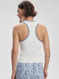 Varley Agneta Performance Tank - White/Blue Rain