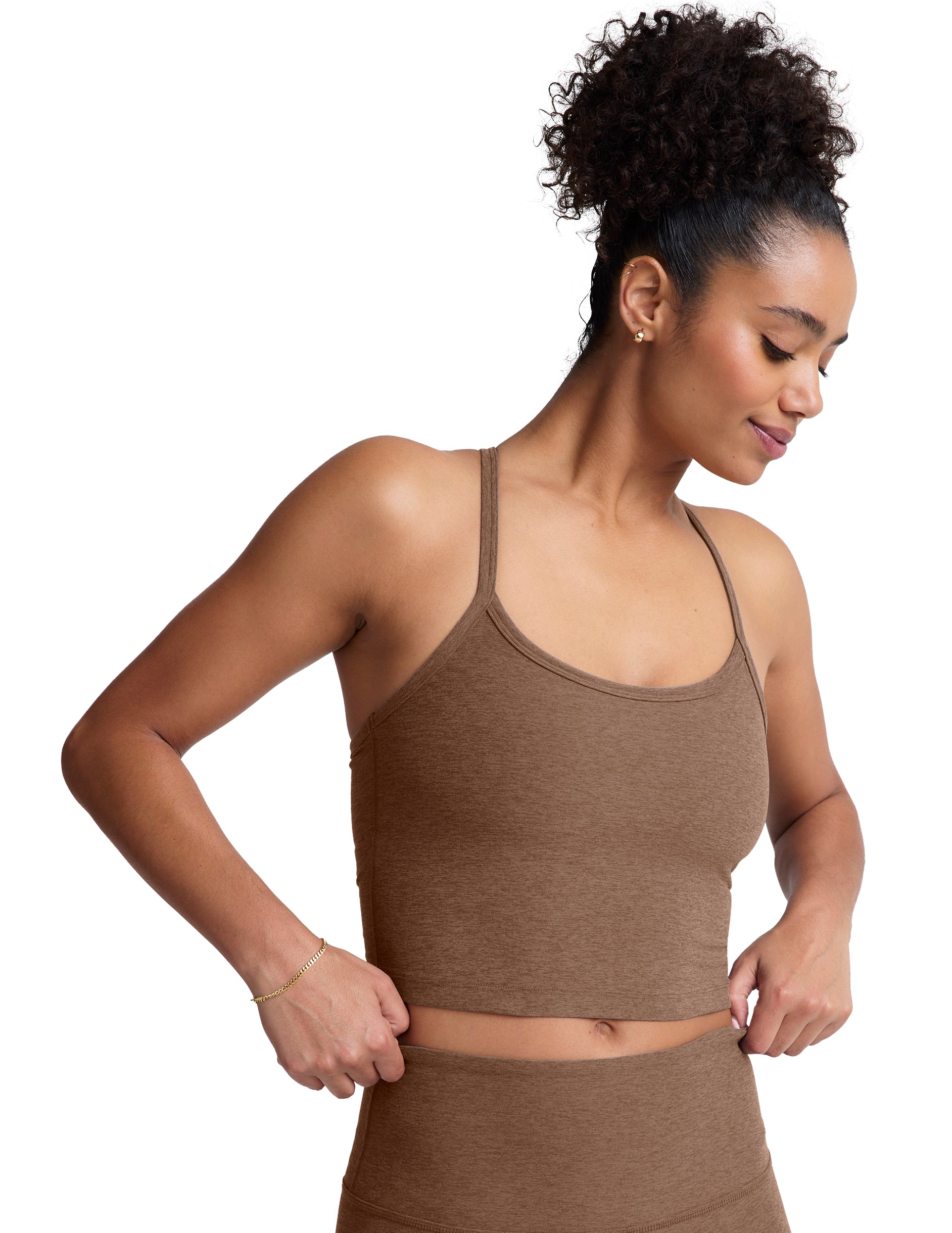 Beyond Yoga Spacedye Slim Racerback Cropped Tank True Chocolate
