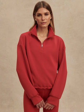 Varley Sian Cropped Half Zip Midlayer - Lava Falls