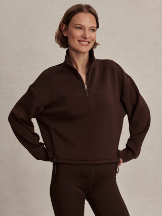 Varley Sian Cropped Half Zip Midlayer - Coffee Bean