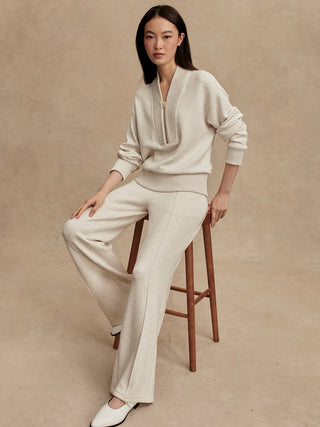 Varley Sally Half Zip Sweat - Ivory Marl