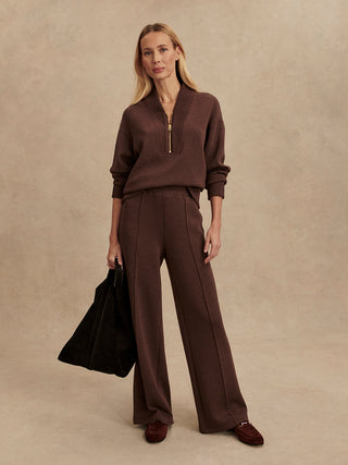 Varley Sally Half Zip Sweat - Coffee Bean Marl