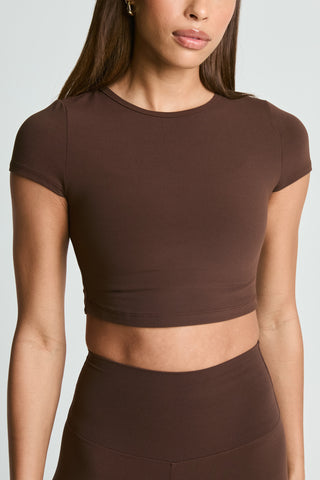 Year Of Ours Studio Crop Active Tee - Dark Oak
