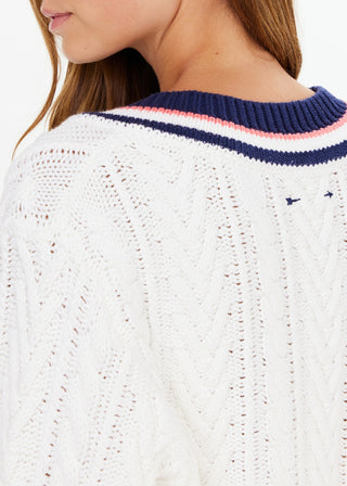 The Upside Espada Louie V Neck Sweater - Creme