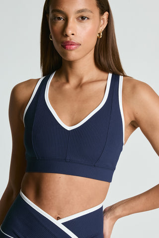 Year Of Ours Ribbed V Bra - Navy/White