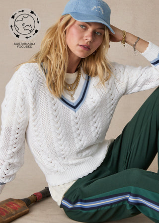 The Upside Citta Sonny V Neck Sweater - White