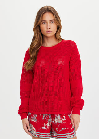 The Upside Fenway Sebastian Knit Crew - Cherry