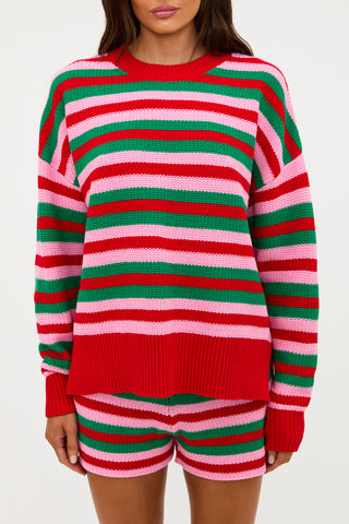 Beach Riot Callie Sweater - Ruby Stripe