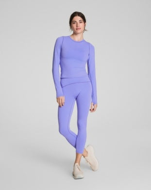 Spanx Long Sleeve Tee With Secret Sweat Tech- Amethyst
