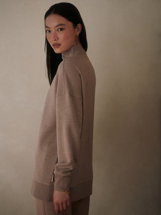 Varley Masie Longline Sweat - Taupe Marl