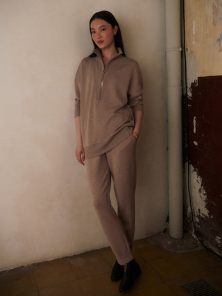 Varley Masie Longline Sweat - Taupe Marl