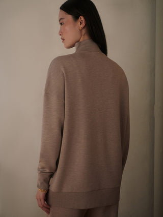 Varley Masie Longline Sweat - Taupe Marl