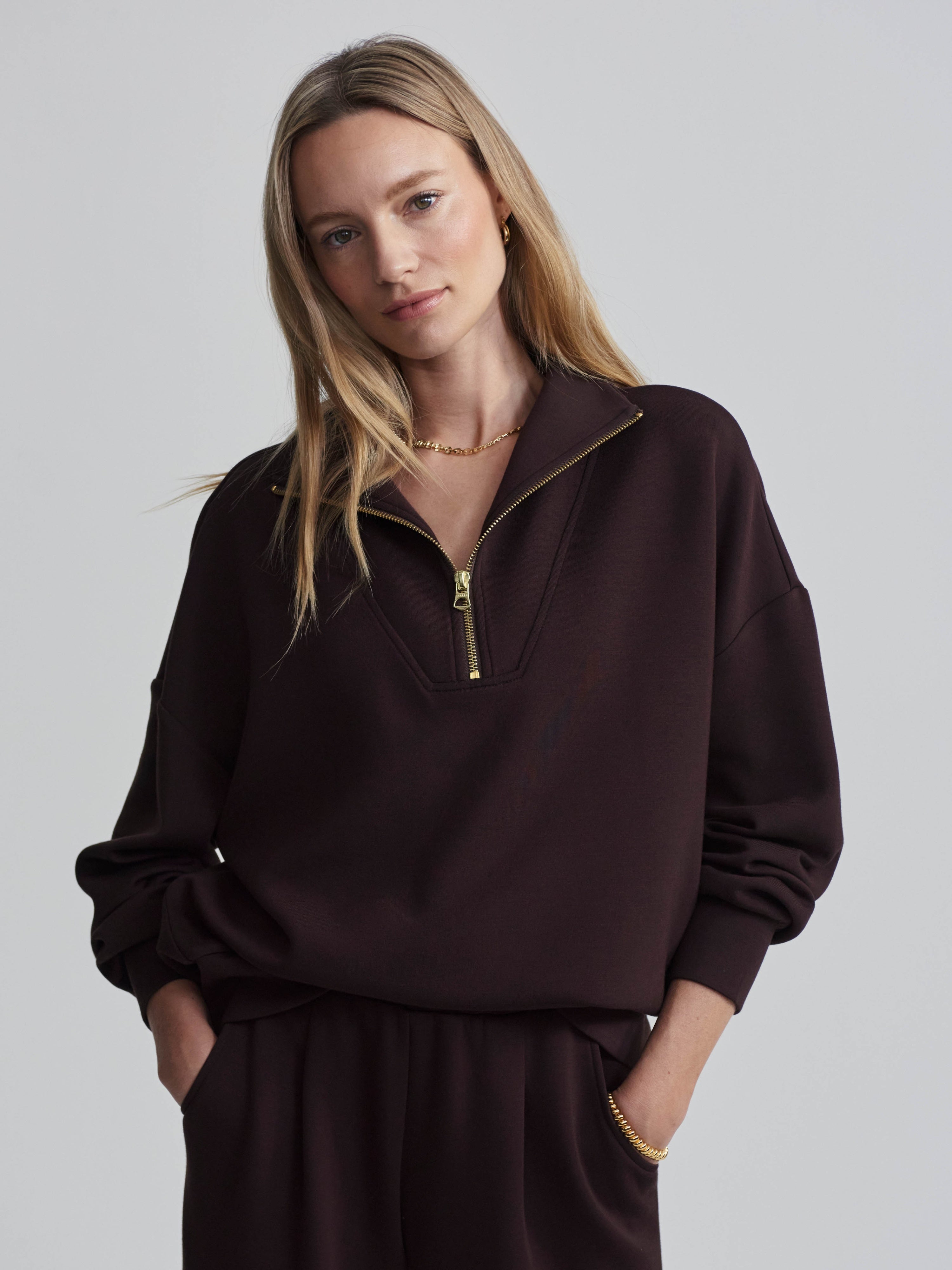 Varley Hawley Half Zip Sweat Coffee Bean – SculptHouse
