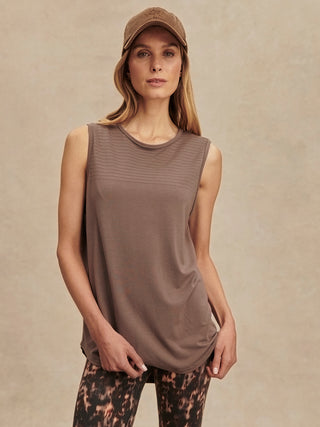 Varley Nolan Seamless Longline Tank - Coffee Quartz