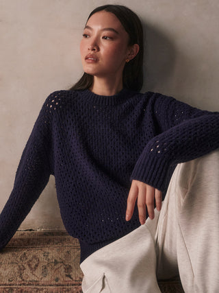 Varley Grady Boucle Knit Sweat - Evening Blue