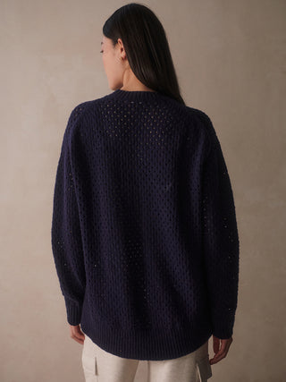 Varley Grady Boucle Knit Sweat - Evening Blue