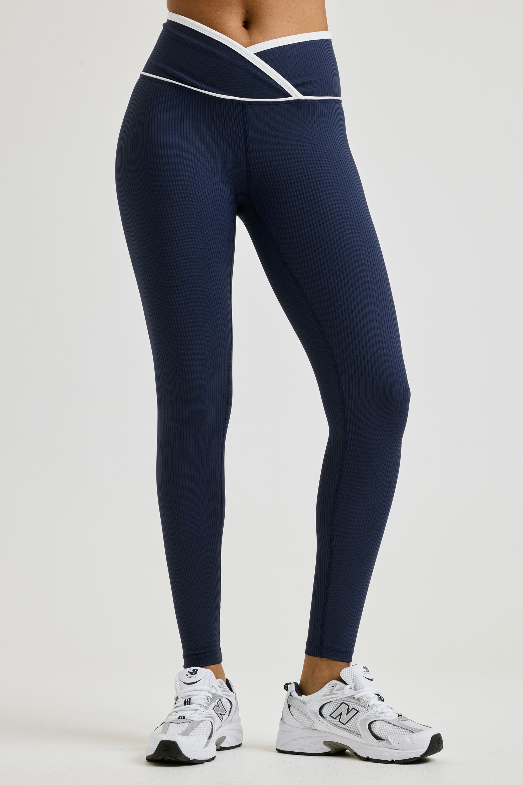 Year Of Ours Ribbed Two Toned Veronica Legging Navy White SculptHouse