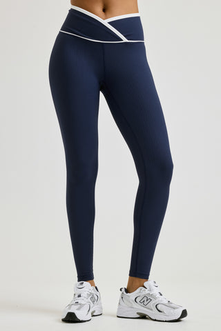 Year Of Ours Ribbed Two Toned Veronica Legging - Navy/White
